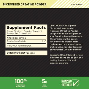 Optimum Nutrition Micronized Creatine Monohydrate Powder